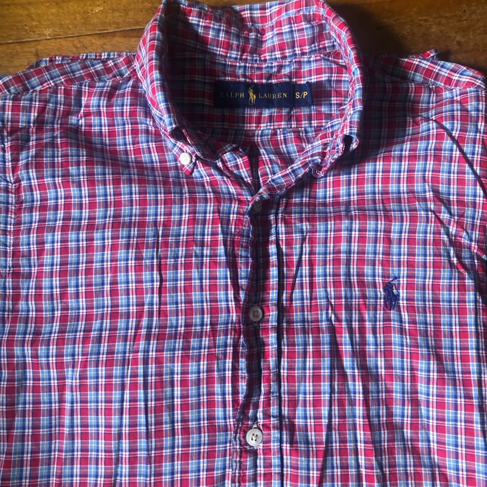 Ralph Lauren Red and Blue Plaid Men's Shirt